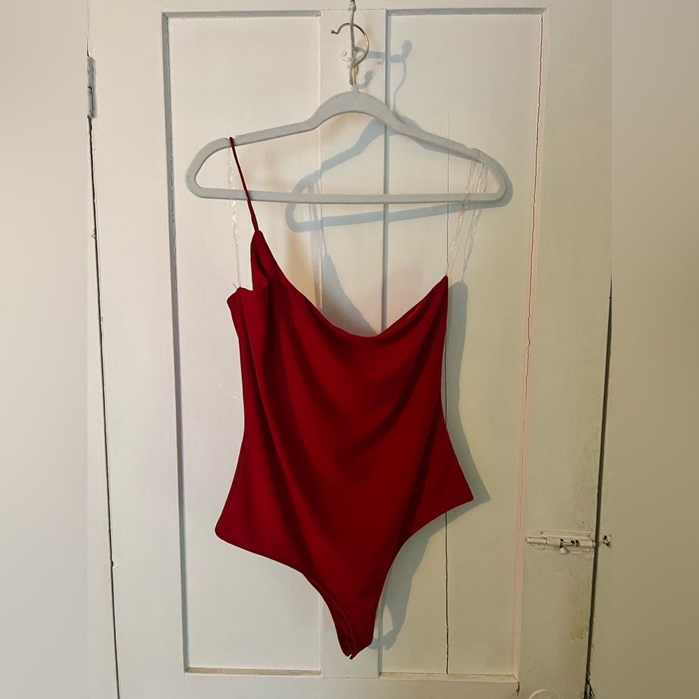 Fashion Nova Asymmetrical Red Bodysuit